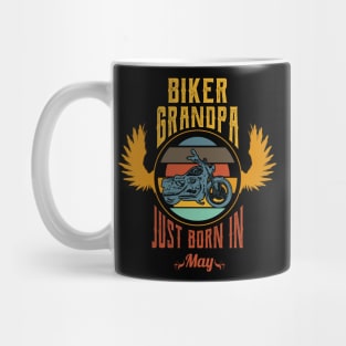 Biker grandpa just born in may Mug